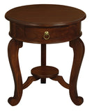 NNEDSZ Round Cabriole Leg 1 Drawer Lamp Table (Mahogany)
