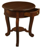 NNEDSZ Round Cabriole Leg 1 Drawer Lamp Table (Mahogany)