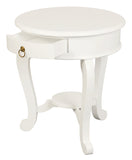 NNEDSZ Round Cabriole Leg 1 Drawer Lamp Table (White)