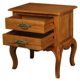 NNEDSZ French Provincial 2 Drawer Side Table (Light Pecan)