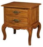 NNEDSZ French Provincial 2 Drawer Side Table (Light Pecan)