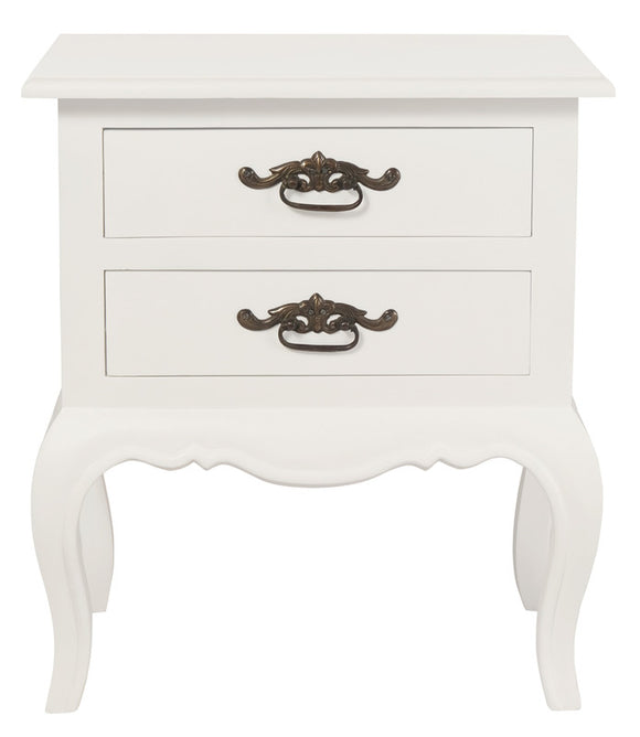 NNEDSZ French Provincial 2 Drawer Side Table (White)