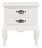 NNEDSZ French Provincial 2 Drawer Side Table (White)