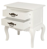 NNEDSZ French Provincial 2 Drawer Side Table (White)