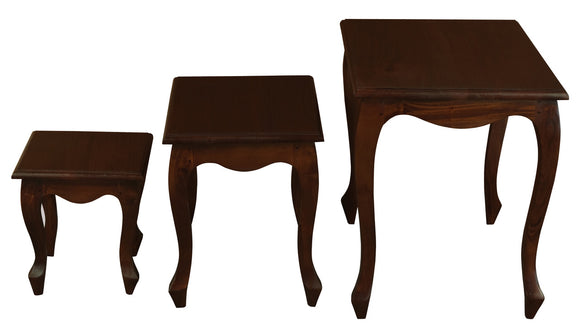 NNEDSZ Queen Ann Nest of Table Set of 3 (Mahogany)
