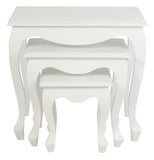 NNEDSZ Queen Ann Nest of Table Set of 3 (White)