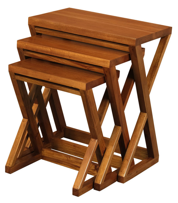 NNEDSZ Manhattan Nest of Tables - Set of 3 (Light Pecan)