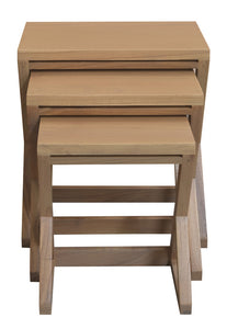 NNEDSZ Manhattan Solid Mindi Timber Nest of Tables - Set of 3 (Natural)