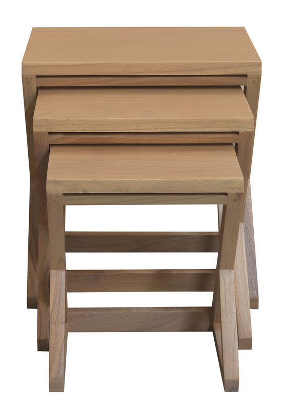 NNEDSZ Manhattan Solid Mindi Timber Nest of Tables - Set of 3 (Natural)