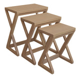 NNEDSZ Manhattan Solid Mindi Timber Nest of Tables - Set of 3 (Natural)