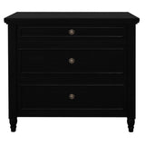 NNEDSZ Beau 3 Drawer Solid White Cedar Turn Leg Dresser (Black)