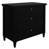 NNEDSZ Beau 3 Drawer Solid White Cedar Turn Leg Dresser (Black)