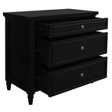 NNEDSZ Beau 3 Drawer Solid White Cedar Turn Leg Dresser (Black)