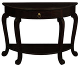 NNEDSZ Emilie Cabriole Leg 1 Drawer Half Round Entry Table - Chocolate