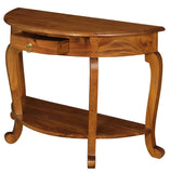 NNEDSZ Emilie Cabriole Leg 1 Drawer Half Round Entry Table - Light Pecan