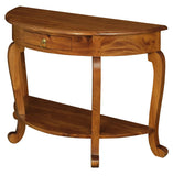 NNEDSZ Emilie Cabriole Leg 1 Drawer Half Round Entry Table - Light Pecan