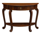 NNEDSZ Emilie Cabriole Leg 1 Drawer Half Round Entry Table - Mahogany