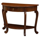 NNEDSZ Emilie Cabriole Leg 1 Drawer Half Round Entry Table - Mahogany