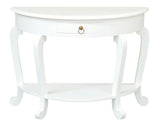 NNEDSZ Emilie Cabriole Leg 1 Drawer Half Round Entry Table - White