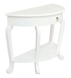 NNEDSZ Emilie Cabriole Leg 1 Drawer Half Round Entry Table - White