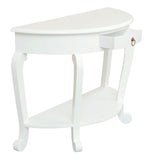 NNEDSZ Emilie Cabriole Leg 1 Drawer Half Round Entry Table - White