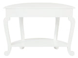 NNEDSZ Emilie Cabriole Leg 1 Drawer Half Round Entry Table - White