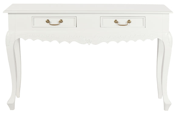 NNEDSZ Seine 2 Drawer Carved Sofa Table (White)