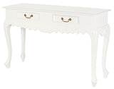 NNEDSZ Seine 2 Drawer Carved Sofa Table (White)