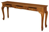 NNEDSZ Queen Anne 3 Drawer Sofa Table - Light Pecan