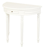 NNEDSZ Turn Leg Half Round Sofa Table (White)