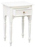 NNEDSZ Milly Turn Leg 1 Drawer Side Table (White)
