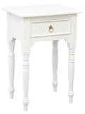 NNEDSZ Milly Turn Leg 1 Drawer Side Table (White)