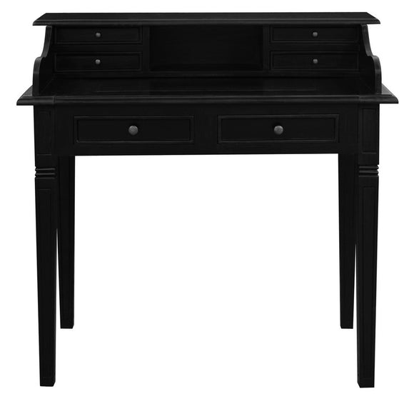 NNEDSZ Winston 6 Drawer Solid Timber Writing Desk (Black)