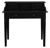NNEDSZ Winston 6 Drawer Solid Timber Writing Desk (Black)