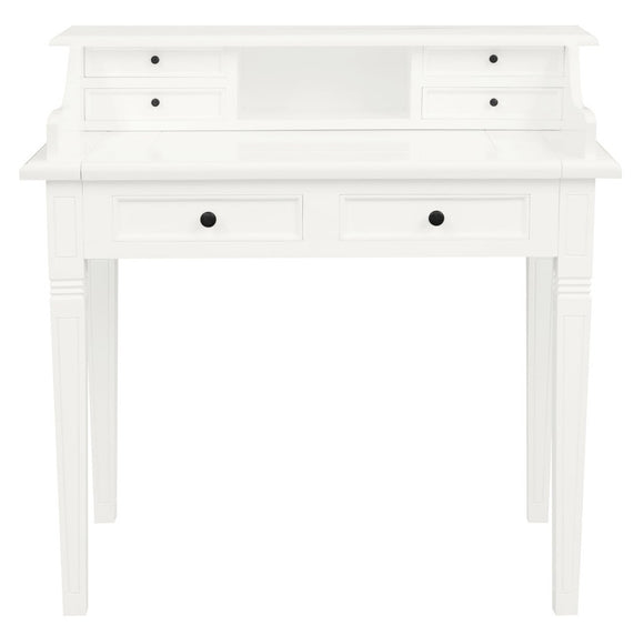 NNEDSZ Winston 6 Drawer Solid Timber Writing Desk (White)