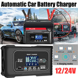NNEDSZ 12/24V Automatic Car Battery Charger For Lithium Lifepo4 Lead-Acid AGM/Gel/SLA