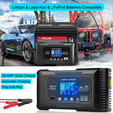 NNEDSZ 12/24V Automatic Car Battery Charger For Lithium Lifepo4 Lead-Acid AGM/Gel/SLA