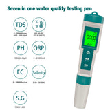 NNEDSZ 7 In 1 PH Meter TDS/EC/Salt/Temp Water Quality Monitor Tester Pen Pool Aquarium