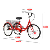 NNEDSZ New 26 inch Adult Tricycle 7-Speed 3 Wheels Bike with Free Lock Installation Tool Red