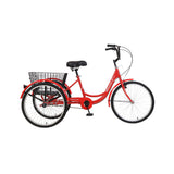 NNEDSZ New 26 inch Adult Tricycle 7-Speed 3 Wheels Bike with Free Lock Installation Tool Red