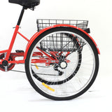 NNEDSZ New 26 inch Adult Tricycle 7-Speed 3 Wheels Bike with Free Lock Installation Tool Red