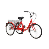 NNEDSZ New 26 inch Adult Tricycle 7-Speed 3 Wheels Bike with Free Lock Installation Tool Red