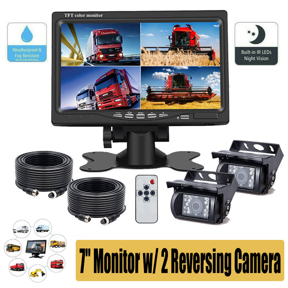 NNEDSZ 7'' Waterproof Monitor Reversing  Kit For Truck Caravan