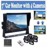 NNEDSZ 4-Channel Split 7" Screen Monitor w/4 Reversing Camera Kit for Truck Trailer Bus