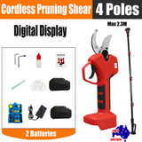 NNEDSZ Cordless Brushless 4 Pole Pruning Shear Secateur With 2 Batteries Bush Cutter RED