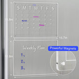 NNEDSZ Large Magnetic Fridge Whiteboard Weekly Calendar Planner Acrylic White Board Set
