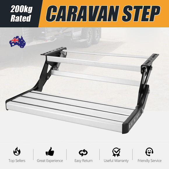 NNEDSZ 200KG Heavy Duty Caravan Step Folding Pull Out Portable RV Camper Trailer Tools