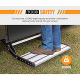 NNEDSZ 200KG Heavy Duty Caravan Step Folding Pull Out Portable RV Camper Trailer Tools
