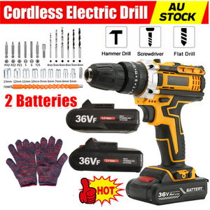 NNEDSZ 36VF BRUSHLESS HEAVY DUTY CORDLESS DRILL IMPACT DRIVER KIT HAMMER +2 BATTERY Box