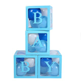 NNEDSZ 4PCS/Set BABY Balloon Box Cube Blue Boxes Birthday Boy Baby Shower Party Wedding